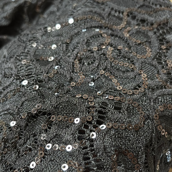 MARINA Black Sequin Maxi Gown Bateau Neckline - Picture 7 of 9